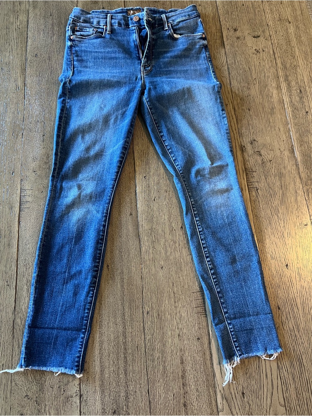 MOTHER Skinny Jeans Size 28 Blue Raw Hem